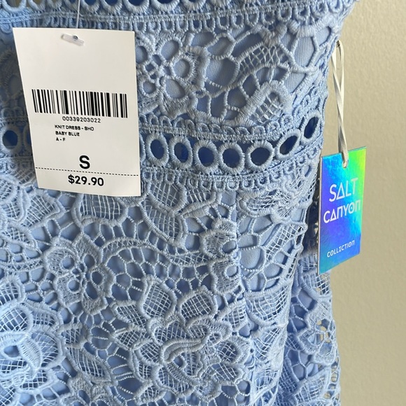 NEW Baby Blue Lace Mini Dress - Picture 2 of 3